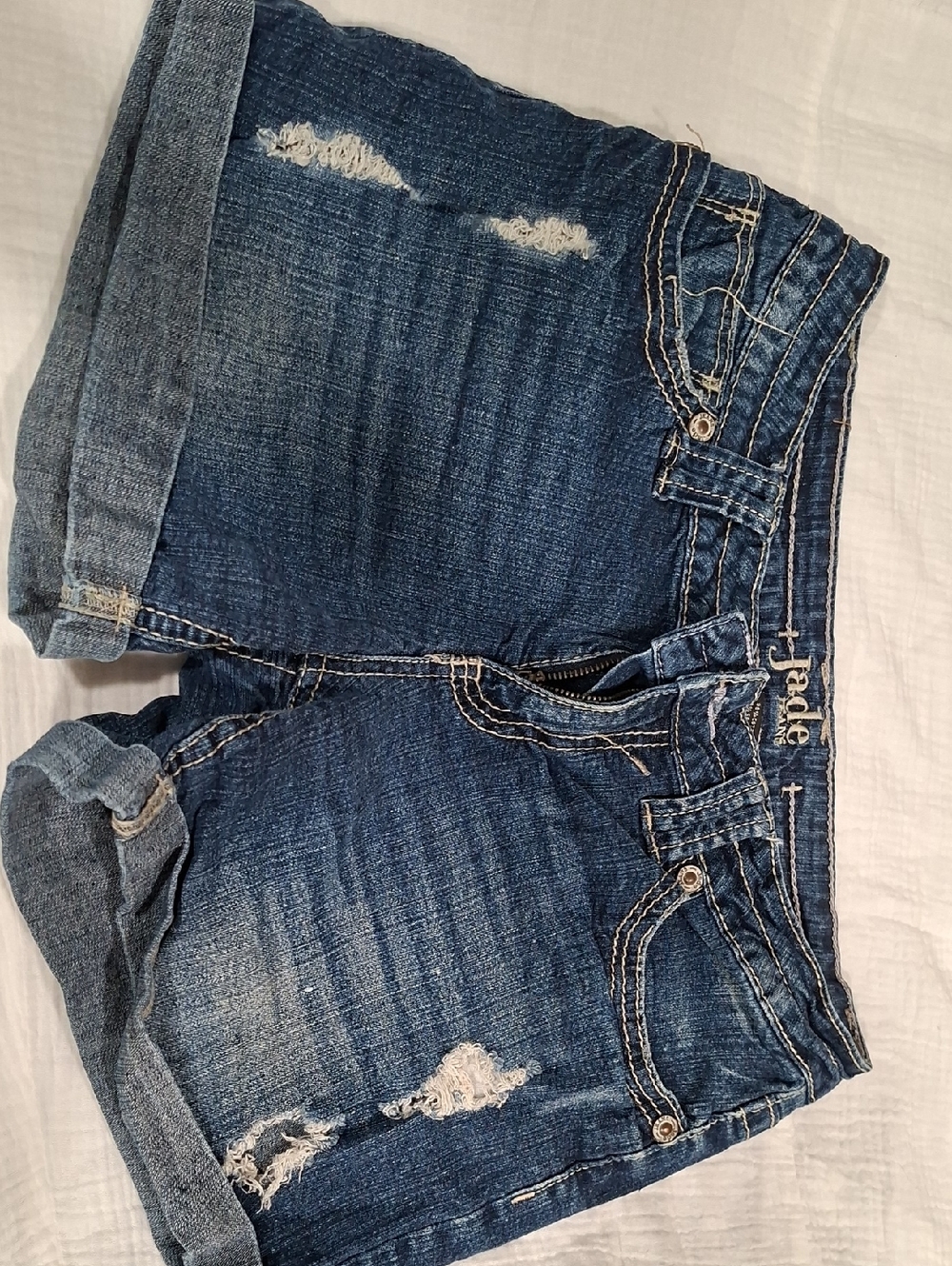 Jade Jeabs High-Rise Dark Blue Distressed Women's Denim Shorts